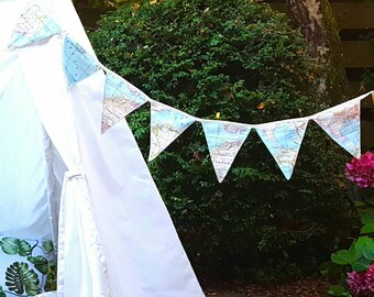 handmade fabric bunting world map banner 8 flags flag line flag garland
