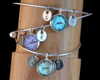 3 best friend bracelets, 3 friendship bangle, personalized name friendship