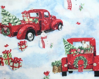 Christmas pickup truck dog bandana slides over the collar