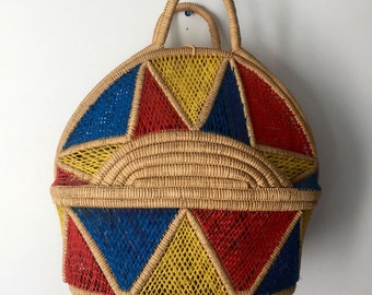 Vintage LARGE Multicolor Basket Bag
