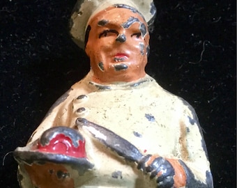 Barclay Manoil Chef Lead Figure Vintage Cast Iron Figure Butcher Cook Toy Mid Century Action Figure Collectible Culinary