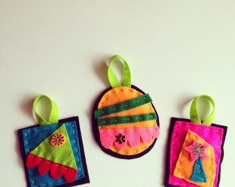FELT ORNAMENTS, Set of 3 . . .