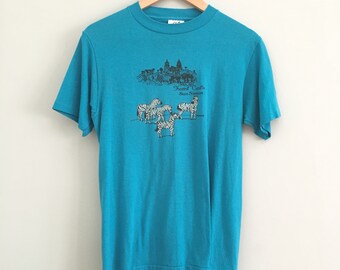 FREE US SHIPPING | Vintage 80s Hearst Castle Zebra T-Shirt | Medium