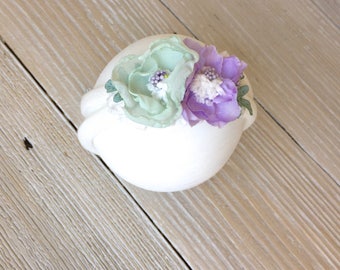 Purple and Mint Stretch Ivory Headband for Baby Girl - Newborn, Baby, Toddler, Child - Ready to Ship