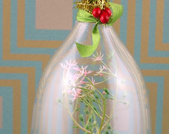 Handmade small diorama/cloche, deer in garden.