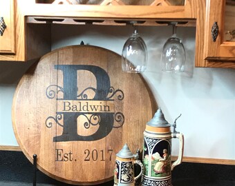 Bourbon Barrel Head/Monogram/personalization-wedding gift/Kentucky bourbon/Christmas Gift