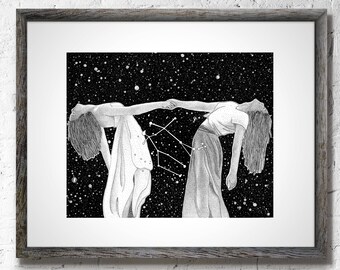 Gemini Sign Zodiac Constellation Wall Art Decor Gemini May June Birthday Astrology Wall Art Decor Gemini Twins Constellation Wall Art Stars