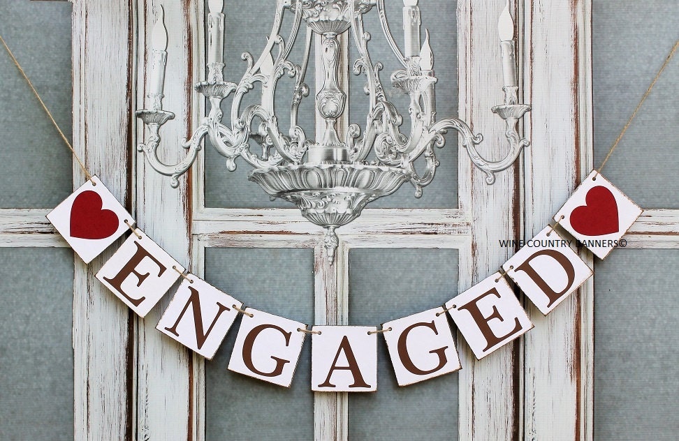 ENGAGED SIGNS Engagement BANNERS Rustic Wedding ENGAGED SIGNS Engagement BANNERS Rustic Wedding