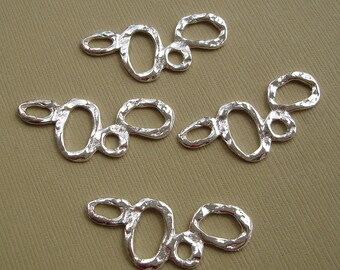 Link Connector Textured Bubble Bright Silver Plated -10pcs.