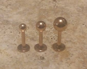 18g Tragus Ring, 18g, 16g Tragus Ring, Rose Gold, 2mm 3mm 4mm Balls, 6mm Small Flat Back, Fits Triple Helix, Tragus, Labret, Ear, Cartilage,