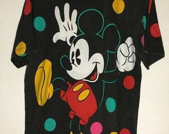 Vtg 90s MICKEY MOUSE Double Sided Large T Shirt