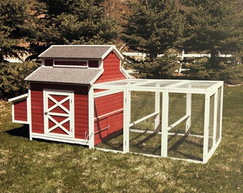 Schoolhouse Chicken Coop Holds 12 Chickens Douglas Fir w/ Nest Boxes 60" Run