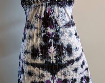 Black and purple ruched dress