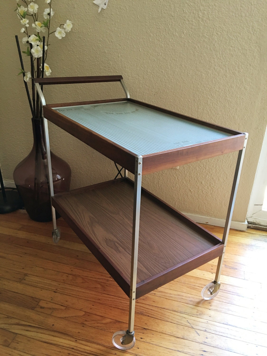 Mid Century Salton HotRay Heated Serving Bar Cart