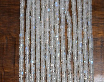 Moonstone, 4 mm, AA, Heishi Bead, Rainbow Moonstone, Natural Stone, Semi Precious, White Bead, Gemstone Bead, Full Strand, AdrianasBeads