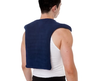Microwavable Thermal Heating Pad Compress: Extra Large Heat Therapy Pads for Sore Upper Back, Neck & Shoulder Pain Relief - Personal Blue