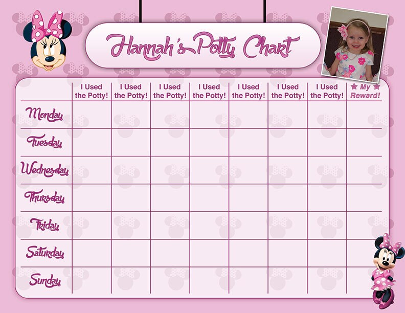 minnie mouse pink potty chart potty training chart potty mouse chart