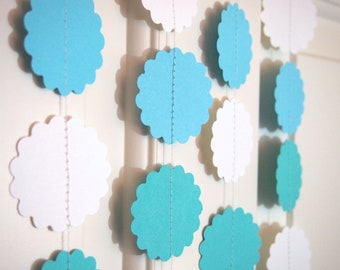 Teal/Aqua/White Paper Garlands for Party/Shower Decoration