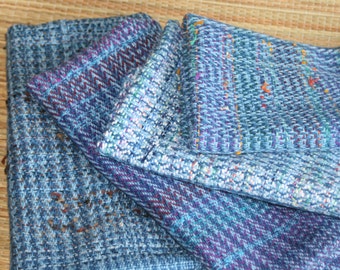 Eco-Friendly Cotton Hand Towel - Blue Handwoven Kitchen Towel - Blue and Multi-Color Woven Towel