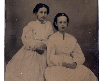Antique Tintype of Two Girls