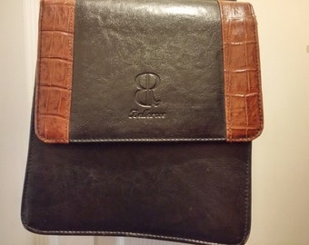 PURSE/BAG - BELLROSE black with brown trim shoulder bag