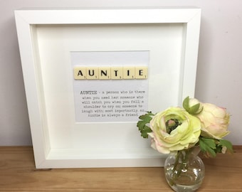 Scrabble wall art, Scrabble picture, Gift for Auntie, Aunt, Godmother, Personalised picture, Female birthday