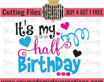 birthday half svg its arrows hearts cutting dxf dots eps 1st