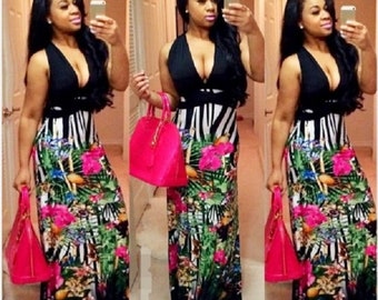 African Halter Maxi Dress US-XL / 10