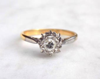 Mid 19th Century Diamond Engagement Ring in 18ct Gold and Platinum
