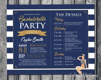 Nautical Navy Bachelorette Bridal Party Itinerary Digital Download