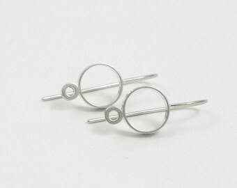 Minimalist Earrings, Sterling Silver Drop Earrings, Simple Earrings, Circle Earrings, Sterling Silver Earrings, Halette Earrings