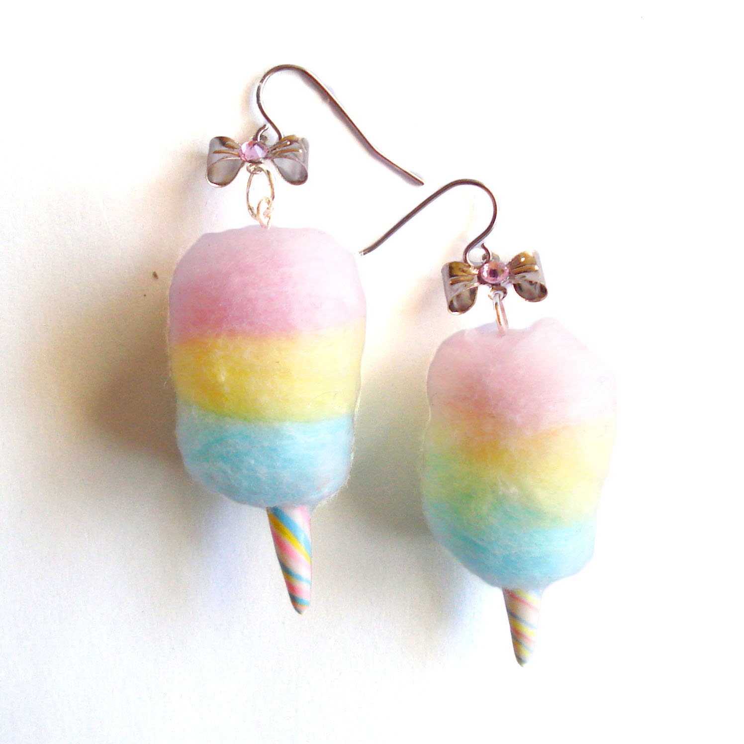 Rainbow Cotton Candy Earrings Carnival Cotton Candy Earrings