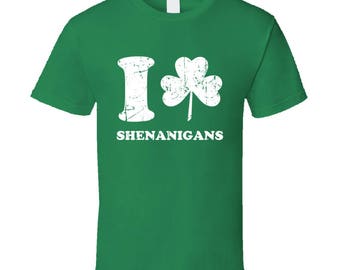 Girls St.Patrick's day Shirt Tank top. I Love Shenanigans