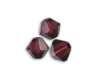 1 lot 5 bicones 6 mm burgundy Swarovski Crystal bead
