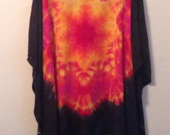 Tie Dye Poncho with Sun Mandala