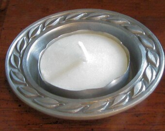 Pewter Candle Holder - Leaf Design