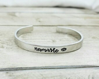 Namaste Bracelet - Yoga Jewelry - Lotus Flower - Gift For Her
