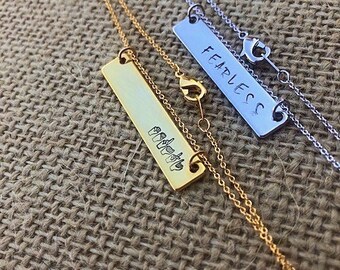 Custom Bar Necklace N47 • Gold Plated, Silver Plated, Rose Gold Plated, Personalized Name Bar Necklace, Gold Necklace, Custom Hand Stamped