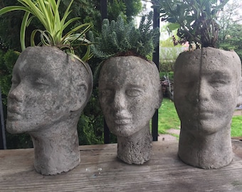 Cast Concrete Head Planter