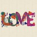 Word LOVE Machine Embroidery Design digital INSTANT DOWNLOAD