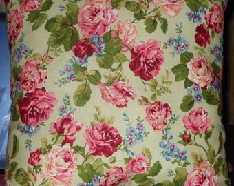 Pink Rose Pillow, 14 X 14 Decorative Pillow