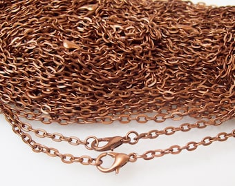 100 Antique Copper Rolo Chain Necklaces 24"