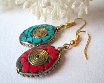 Earrings with inlay * Ethno * asian