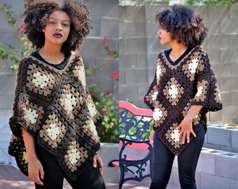 Crochet Brown Ombre poncho