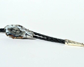 Polished Dark Agate Geode Bolo Tie