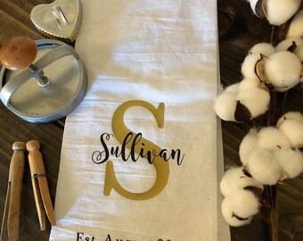 Monogram Flour Sack Kitchen Towel