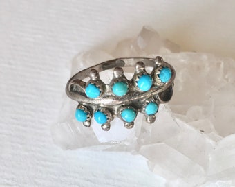 vintage sterling petit point ring, size 7