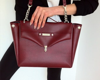 Bordeaux / Maroon / Burgundy / color / bag / Unique handbag / Big size bag / Vegan leather / Vegan bag / Dark red bag / handbag / ARTelEGO