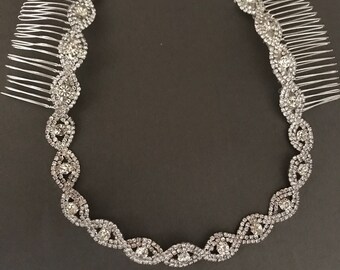 Silver Wedding Headband, Bridal Headpiece, Rhinestone Headband, Hair Tiara, Hair Jewelry, Bridesmaid, Hair Accessory B19S