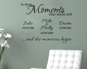 Personalized In These Moments Time Stood Still wedding wall decal